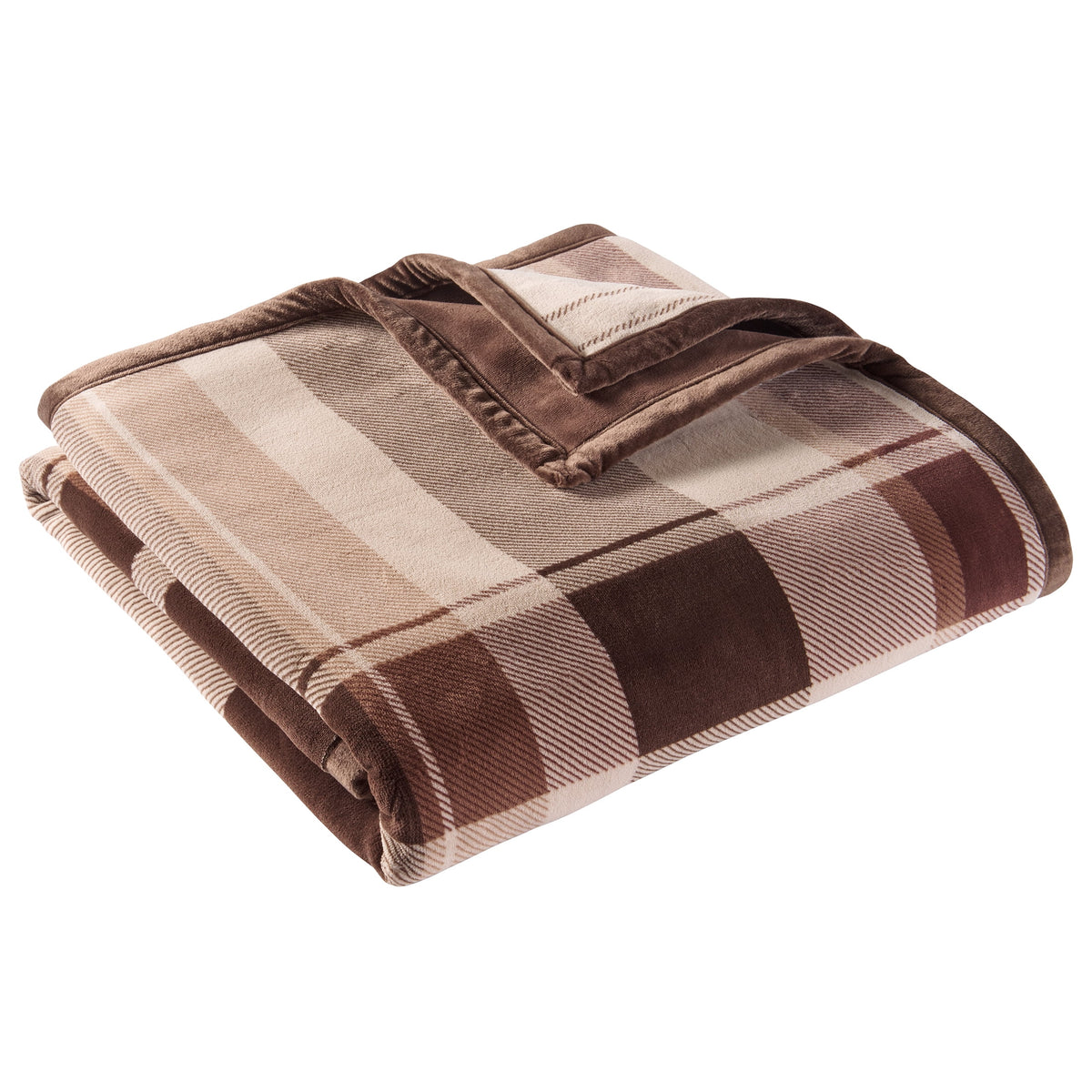 Better Homes & Gardens Super Soft Luxe Coco Plush Couch Throw Blanket, Brown Plaid