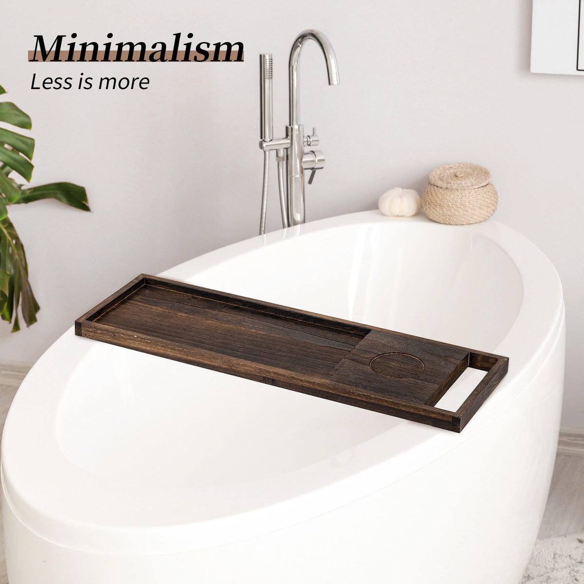 Hanobe Bathtub Tray, Bath Tub Tray Wood SPA Long Tray  with Handles Bath Accessories Organizer Home SPA