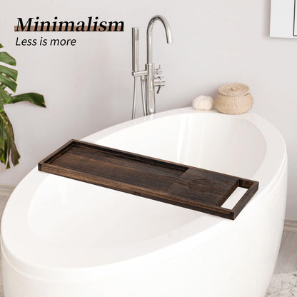 Hanobe Bathtub Tray, Bath Tub Tray Wood SPA Long Tray  with Handles Bath Accessories Organizer Home SPA