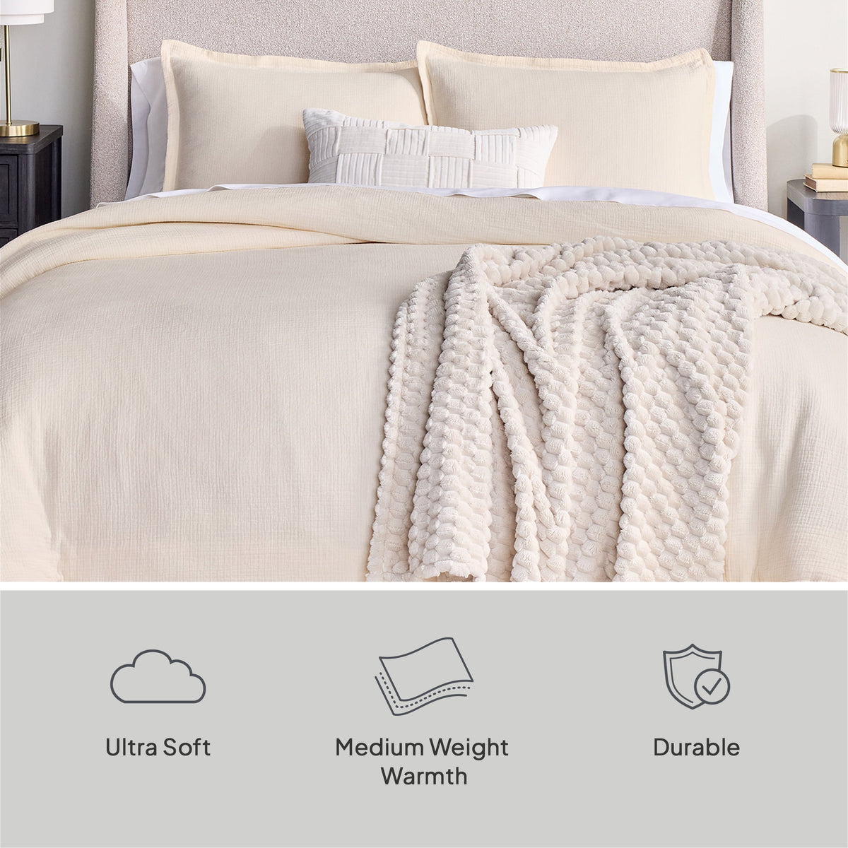 Better Homes & Gardens King Comforter Set, All-Season, 3-Piece, Cream Gauze