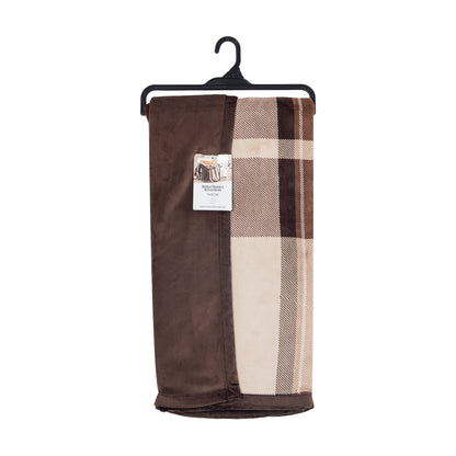 Better Homes & Gardens Super Soft Luxe Coco Plush Couch Throw Blanket, Brown Plaid