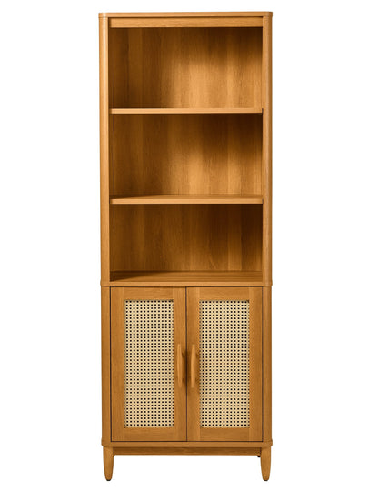 Better Homes & Gardens Springwood 5-Shelf Bookcase with Doors, Light Honey Finish