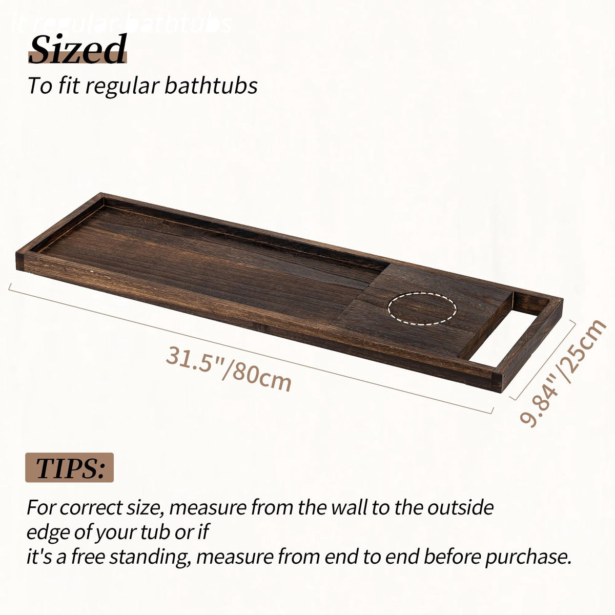 Hanobe Bathtub Tray, Bath Tub Tray Wood SPA Long Tray  with Handles Bath Accessories Organizer Home SPA