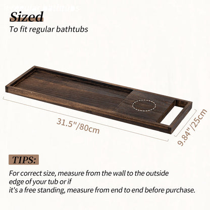 Hanobe Bathtub Tray, Bath Tub Tray Wood SPA Long Tray  with Handles Bath Accessories Organizer Home SPA