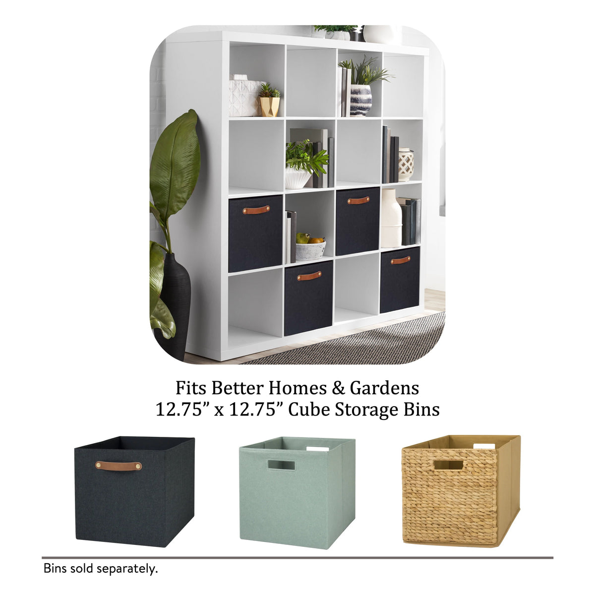 Better Homes & Gardens 16 Cube Storage Organizer, Textured White