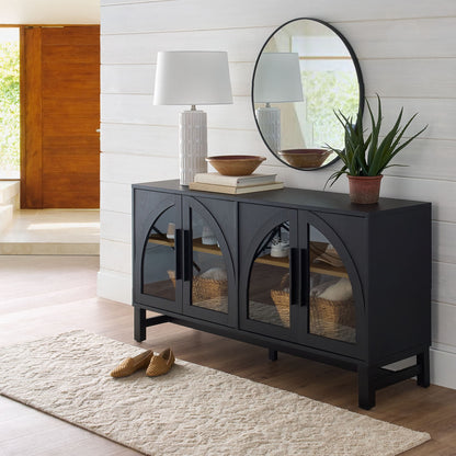 Better Homes & Gardens Juliet Arch TV Stand for TVs up to 65 in, Black Wood Finish