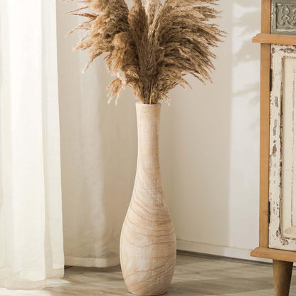 Hanobe 22" Tall Floor Vase Decorative for Pampas Grass, Boho Farmhouse Living Room Decor （Whitewashed）