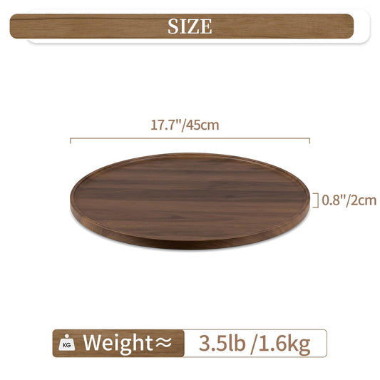 Hanobe Extra Large Round Ottoman Tray Wood, 17.7" Large Circle Decorative Serving Trays for Ottoman Coffee Table, Walnut