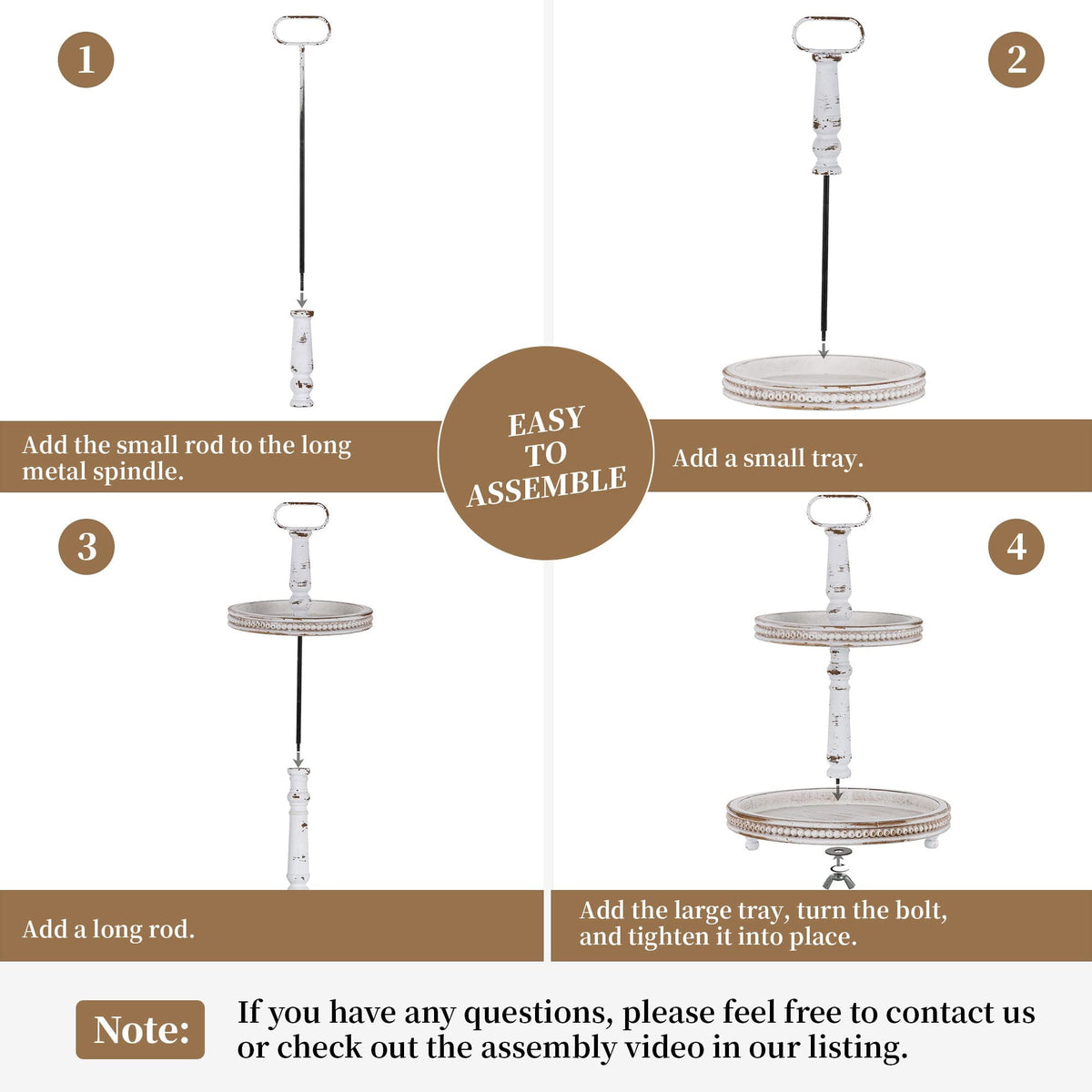 Hanobe Farmhouse Wooden Two Tiered Tray Stand:  2 Tier Trays Decor Wood for  Kitchen Island Decor Home Decor Living Room Coffee Table Centerpieces（White）
