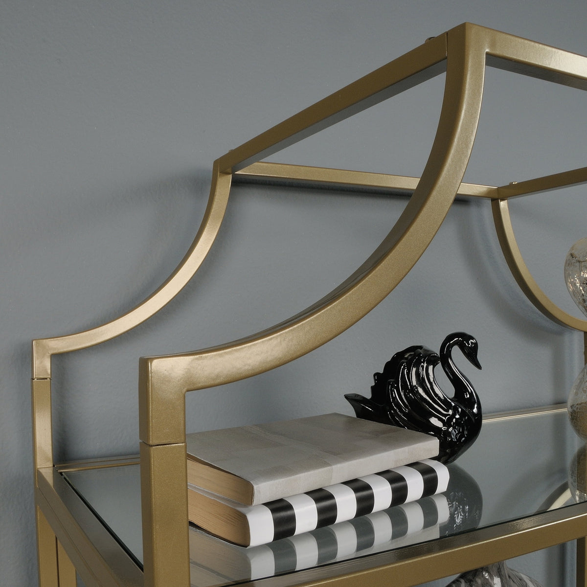 Better Homes & Gardens Nola 5-Shelf Etagere Bookcase, 71 in, Gold Finish