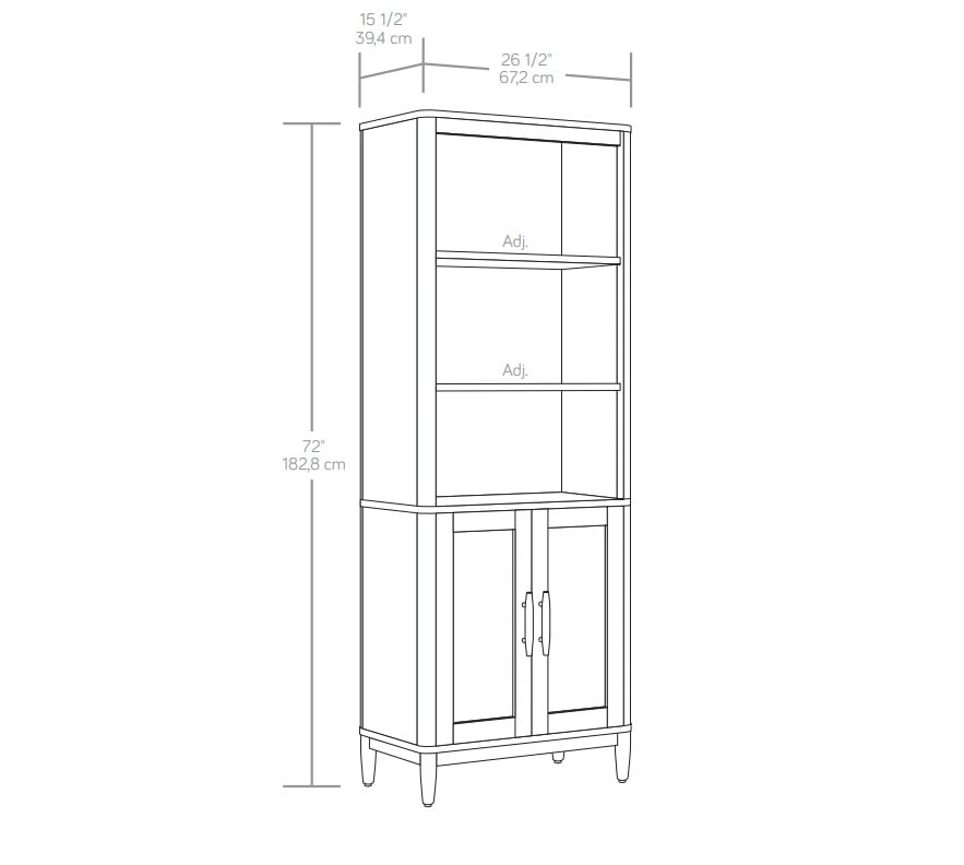 Better Homes & Gardens Springwood 5-Shelf Bookcase with Doors, Light Honey Finish