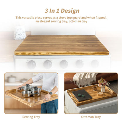 Hanobe Large Ottoman Tray: 30" Decorative Wooden Trays for Ottoman with Handles - Ottoman Table Topper for Coffee Table