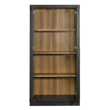 Better Homes & Gardens Ezra Glass Door Storage Accent Cabinet, Rich Black finish
