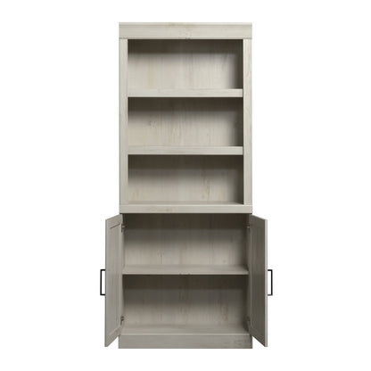 Better Homes & Gardens Glendale 5-Shelf Bookcase with Doors, Rustic White Finish
