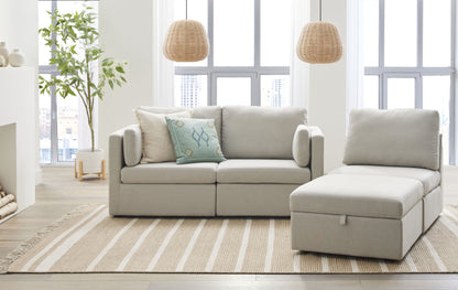 Better Homes & Gardens 100'' Modular Sectional Sofa with Storage Ottoman, White Linen