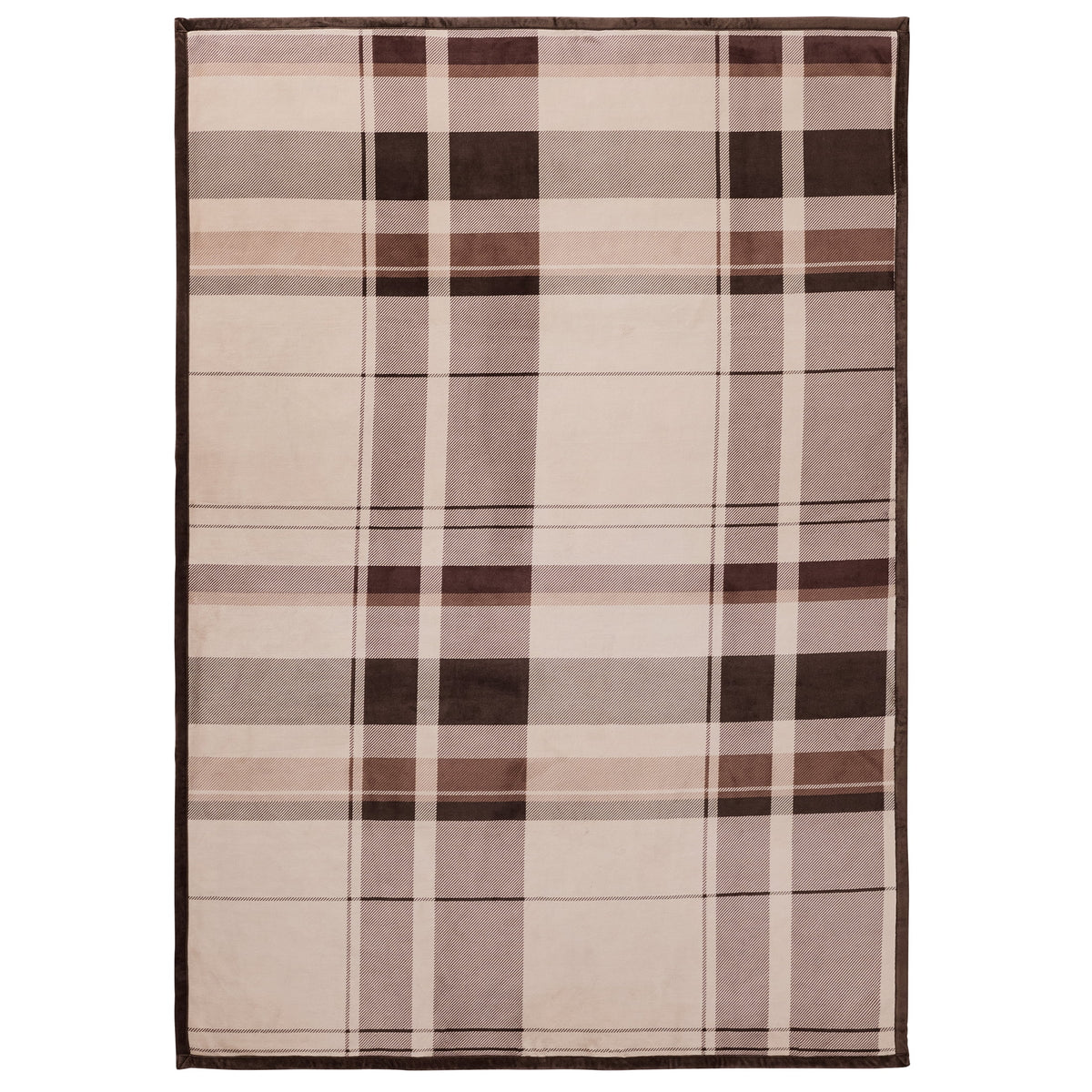 Better Homes & Gardens Super Soft Luxe Coco Plush Couch Throw Blanket, Brown Plaid