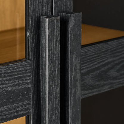 Better Homes & Gardens Ezra Glass Door Storage Accent Cabinet, Rich Black finish