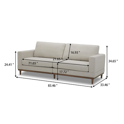 Better Homes & Gardens Springwood Wood Frame 83.46" Couch, Cream Linen, Light Honey Woodbase Finish