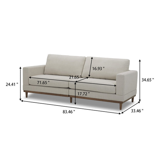 Better Homes & Gardens Springwood Wood Frame 83.46" Couch, Cream Linen, Light Honey Woodbase Finish
