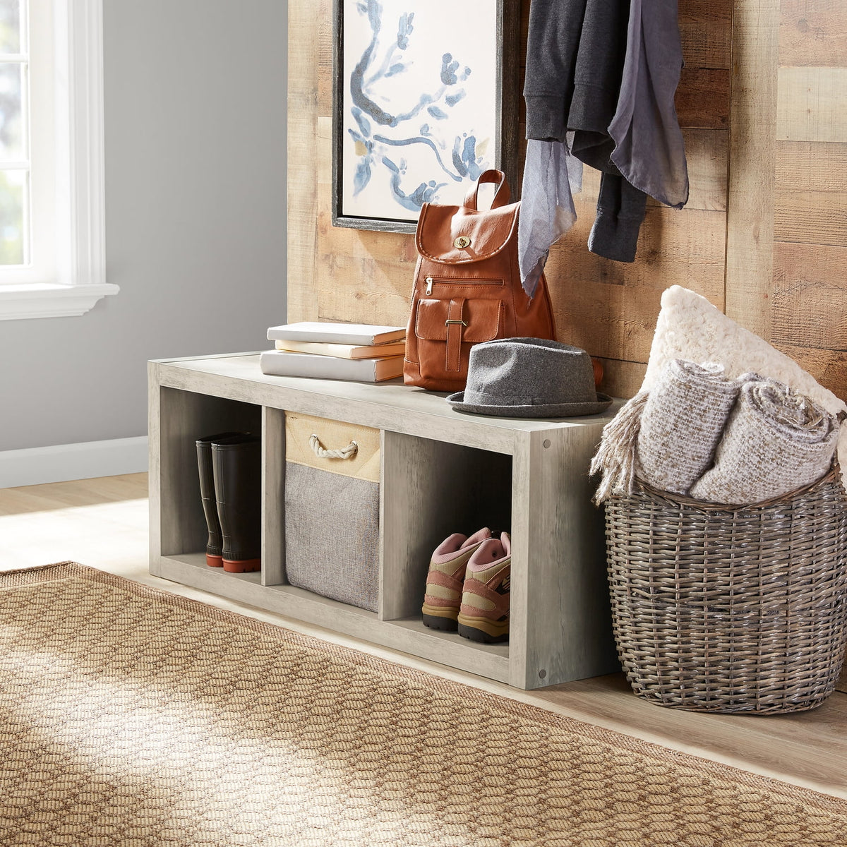 Better Homes & Gardens 3-Cube Storage Organizer, Rustic Gray