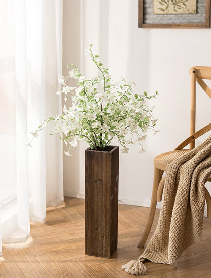 Hanobe Floor Vase Decorative Tall， 21 Inch Wooden Oblong Tall Vases for Floor Home Decor Living Room (Light Brown)