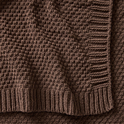 Better Homes & Gardens Brown Basket Chenille Knit Oversized Throw Blanket, 50 in x 72 in