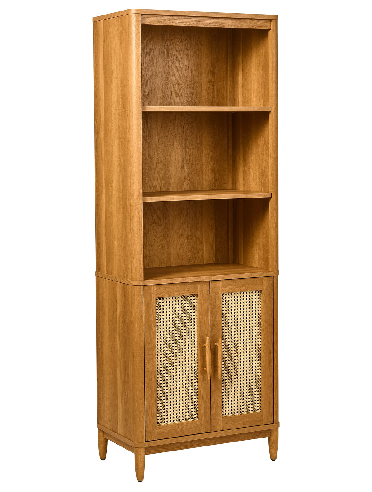 Better Homes & Gardens Springwood 5-Shelf Bookcase with Doors, Light Honey Finish