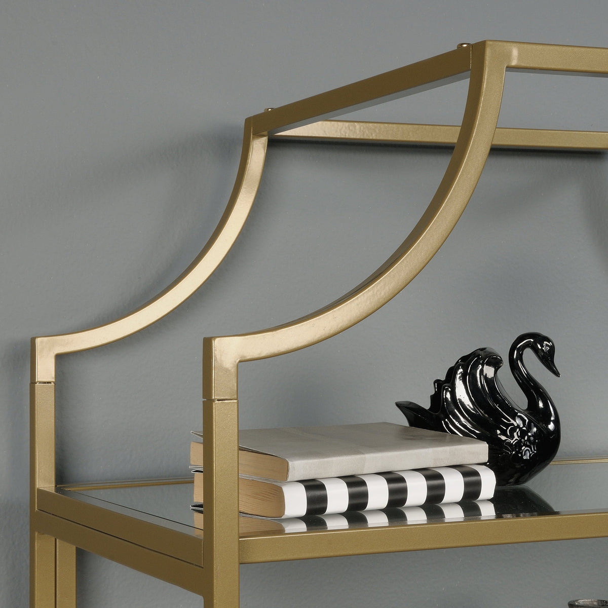 Better Homes & Gardens Nola 5-Shelf Etagere Bookcase, 71 in, Gold Finish