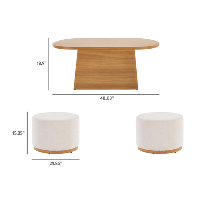 Better Homes & Gardens Juliet Outdoor Coffee Table with 2 Ottomans and Patio Cover, Beige