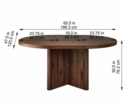 Better Homes & Gardens Lillian Fluted Round Expandable Dining Table, Walnut Finish