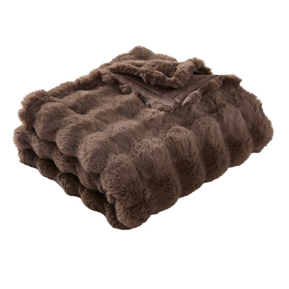 Better Homes & Gardens Brown Basket Bubble Faux Fur Throw, 50 in x 72 in