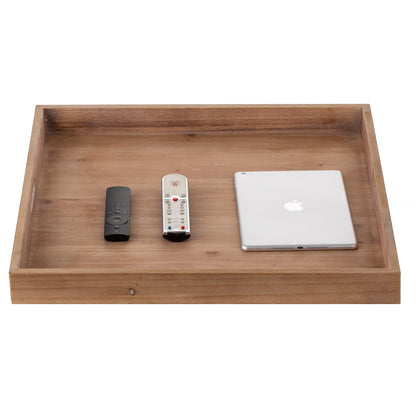 Hanobe Square Extra Large Ottoman Tray: Decorative Wooden Serving Trays with Handles for Ottoman Coffee Table Topper  Living Room