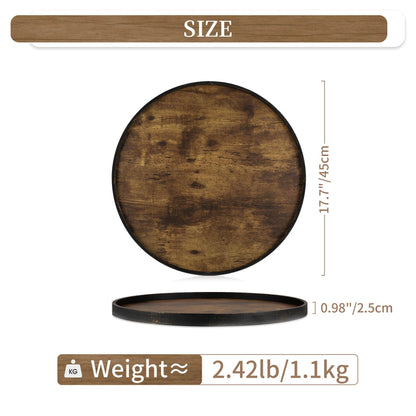 Hanobe Decorative Coffee Table Tray Decor: Brown Wooden Trays Farmhouse Centerpiece Candle Holder for Home Decor Ottoman Counter Display Living Room Organizer 18"