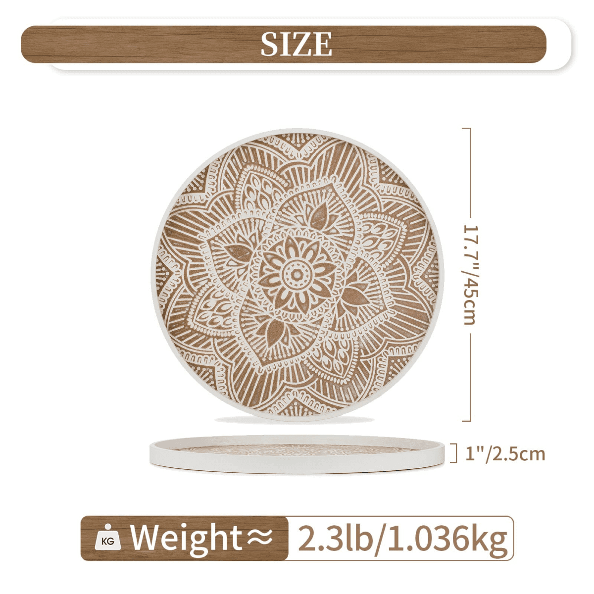 Hanobe Wooden Decorative Serving Tray Farmhouse Centerpiece Coffee Table Home Decor 17.7"