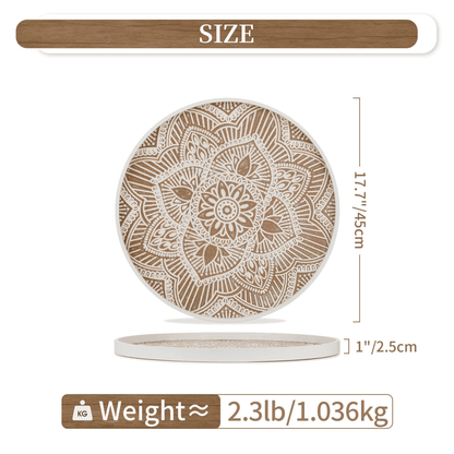 Hanobe Wooden Decorative Serving Tray Farmhouse Centerpiece Coffee Table Home Decor 17.7"