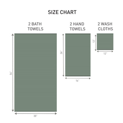 Better Homes & Gardens PowerLoft AIRRICH® 6 Piece Bath Towel Set, Green Ash Textured Stripe