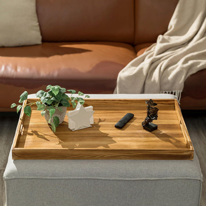 Hanobe Large Ottoman Tray: 30" Decorative Wooden Trays for Ottoman with Handles - Ottoman Table Topper for Coffee Table