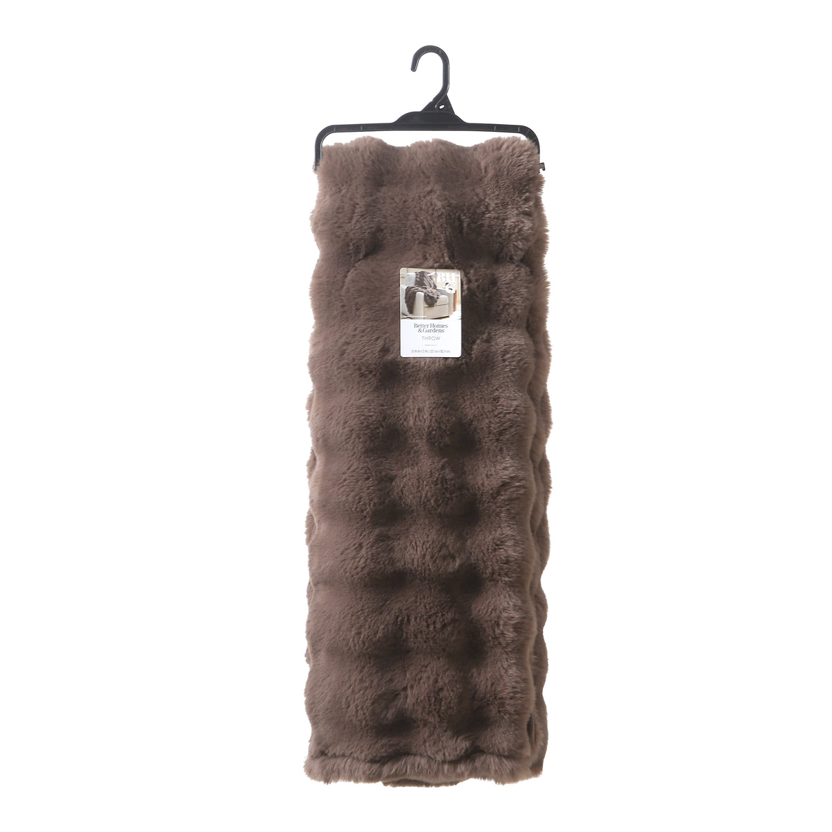 Better Homes & Gardens Brown Basket Bubble Faux Fur Throw, 50 in x 72 in