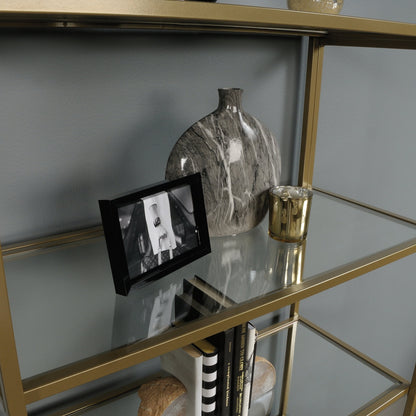 Better Homes & Gardens Nola 5-Shelf Etagere Bookcase, 71 in, Gold Finish