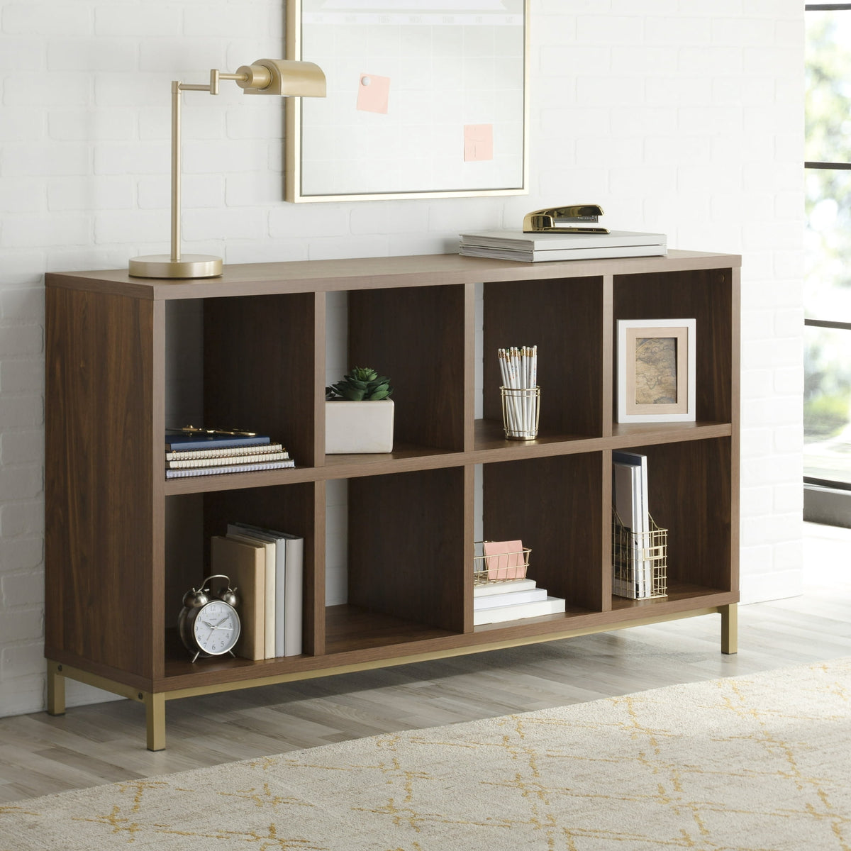 Better Homes & Gardens 8-Cube Organizer with Metal Base, Vintage Walnut