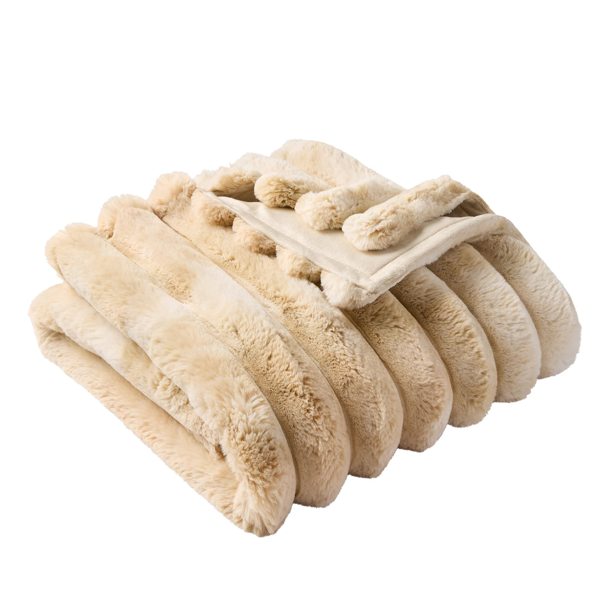 Better Homes & Gardens Beige Marbled Channel Faux Fur Throw, 50 in x 72 in