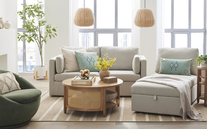 Better Homes & Gardens 100'' Modular Sectional Sofa with Storage Ottoman, White Linen