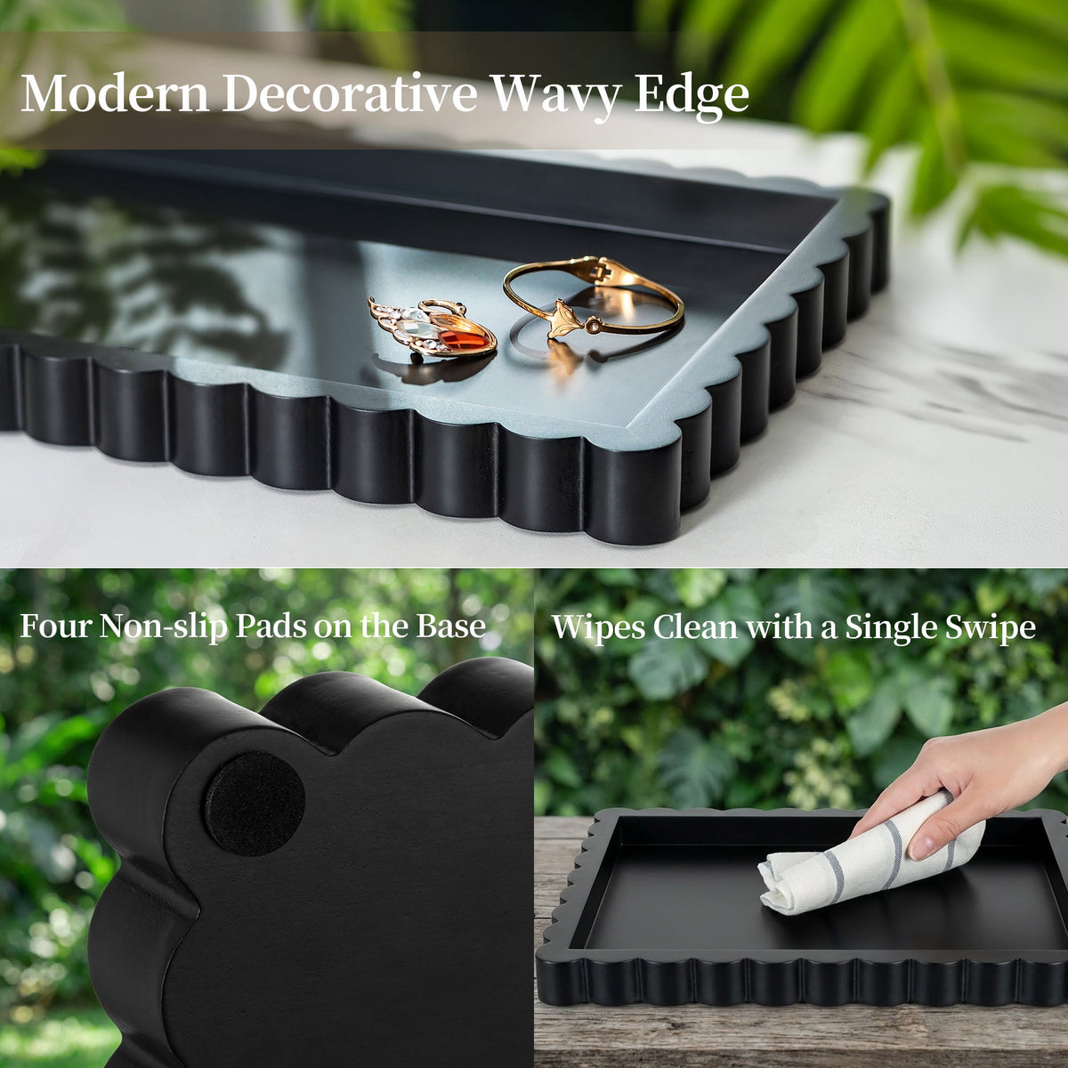 Hanobe Vanity Perfume Tray for Countertop, Wooden Jewelry Organizer Tray Coffee Table Decor