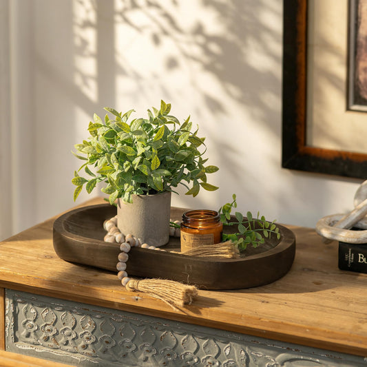 Hanobe Wooden Decorative Bowl for Coffee Table Entryway Decor, Rustic Brown