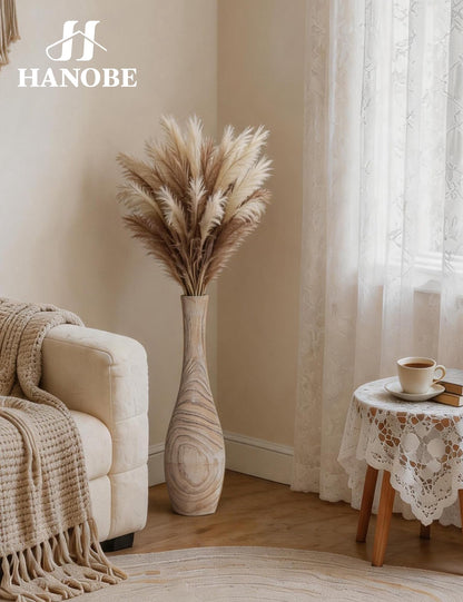 Hanobe 22" Tall Floor Vase Decorative for Pampas Grass, Boho Farmhouse Living Room Decor （Whitewashed）