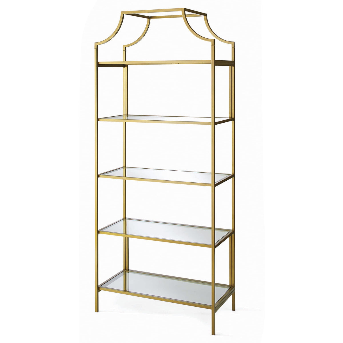 Better Homes & Gardens Nola 5-Shelf Etagere Bookcase, 71 in, Gold Finish