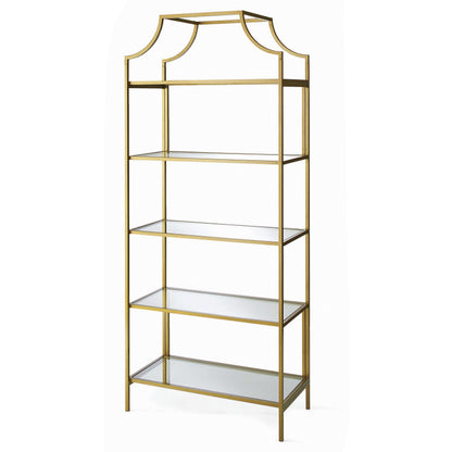 Better Homes & Gardens Nola 5-Shelf Etagere Bookcase, 71 in, Gold Finish
