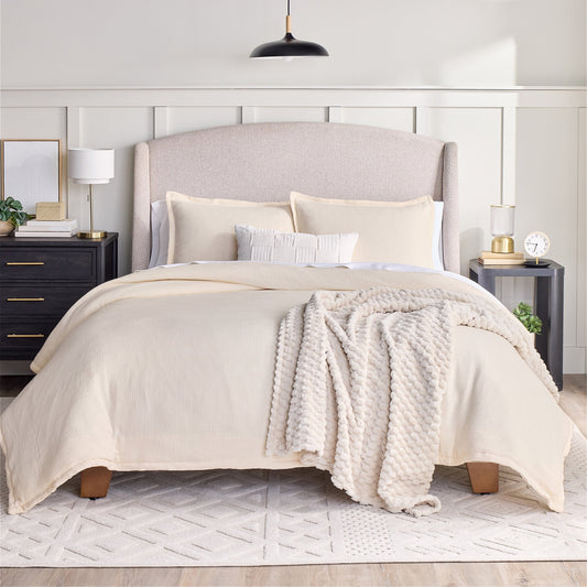 Better Homes & Gardens King Comforter Set, All-Season, 3-Piece, Cream Gauze