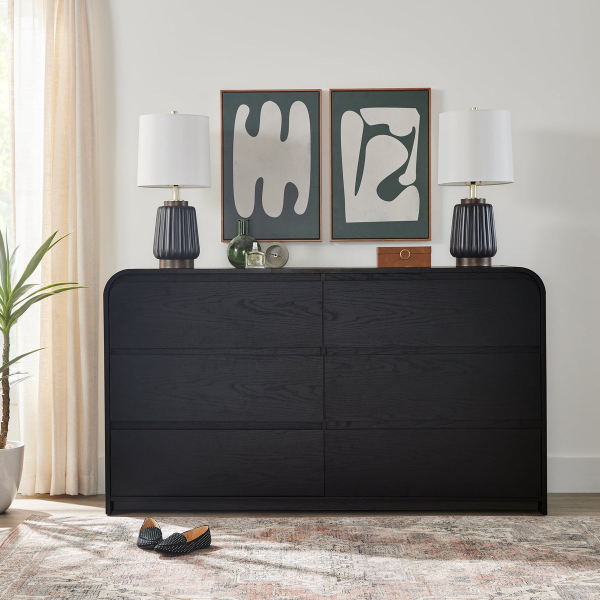 Better Homes & Gardens Juliet 6 Drawer Dresser, 64" Wide, Black