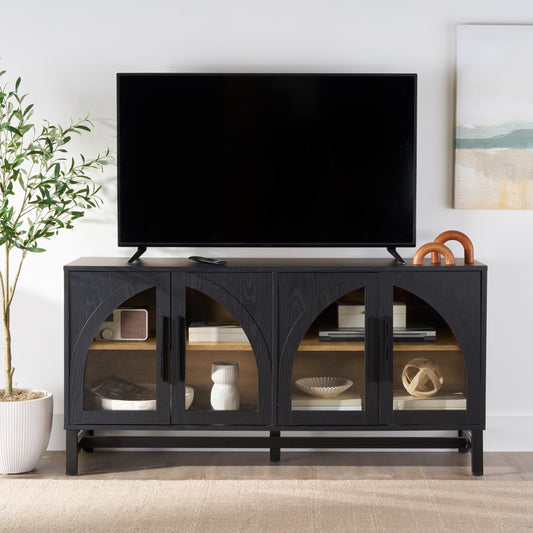 Better Homes & Gardens Juliet Arch TV Stand for TVs up to 65 in, Black Wood Finish
